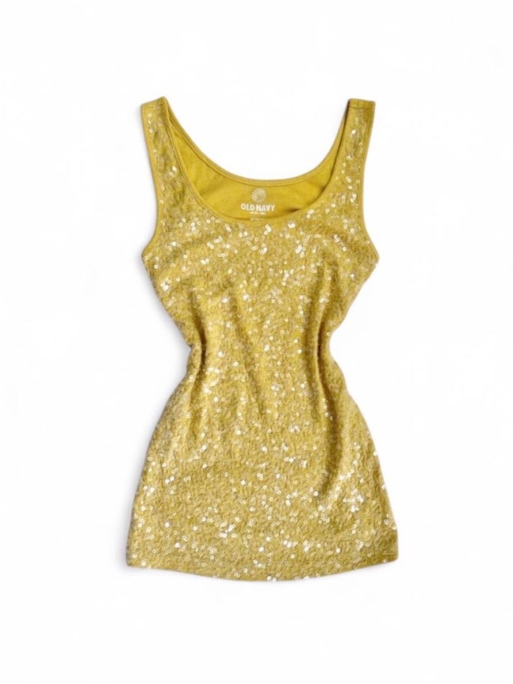 old navy y2k sequins tank top size XS lemon curd yellow